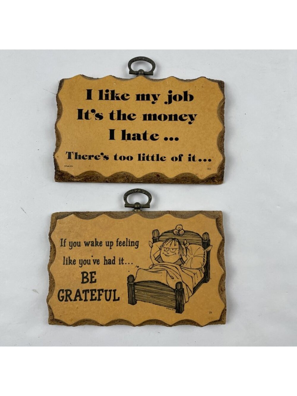 Vintage 1970’s Paula's Wooden Mottos Plaque/Wall Stand 5.5”x3.5” Lot Of 2